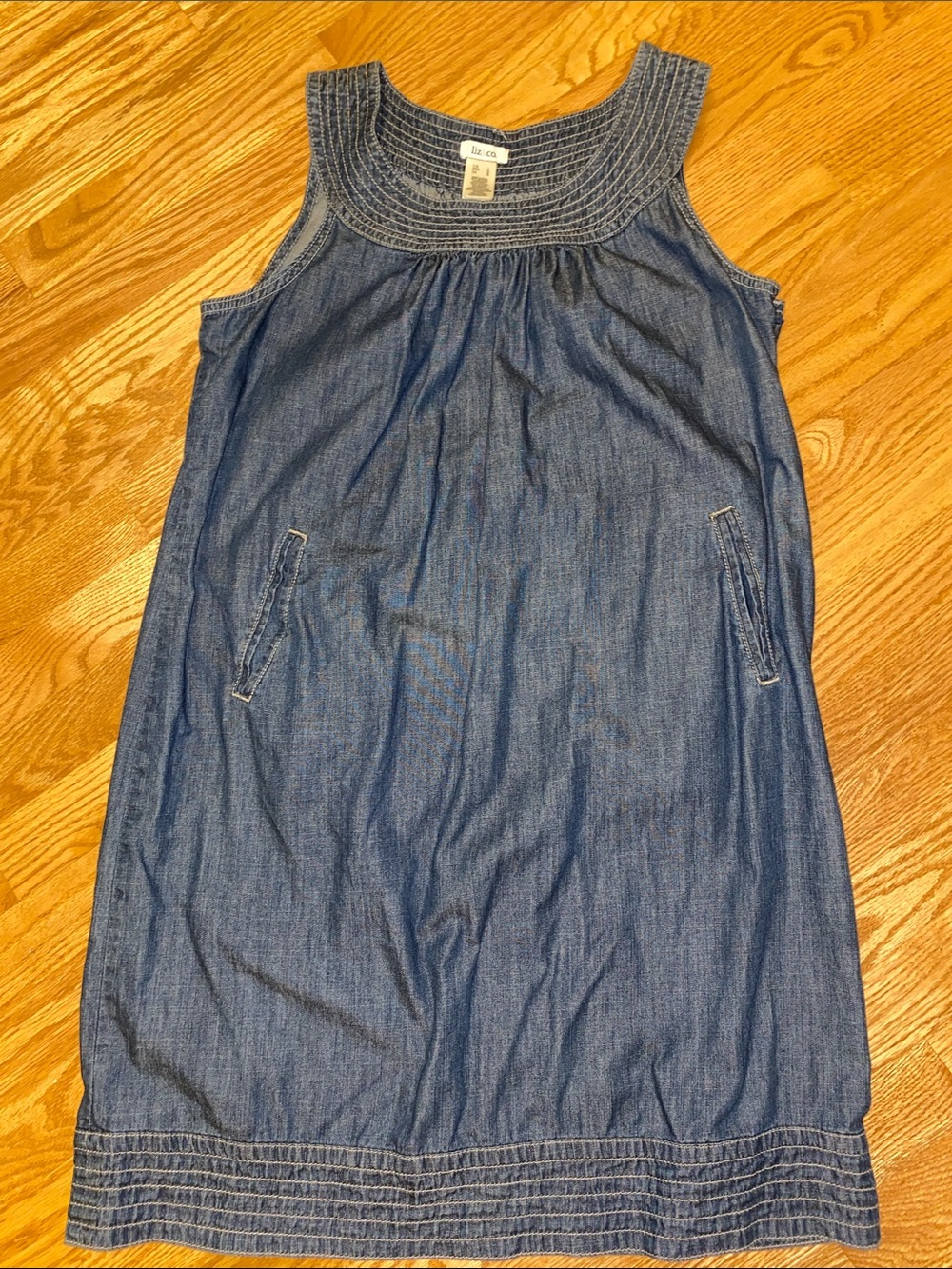 Liz & Co. Denim Dress Cotton Pockets Size L